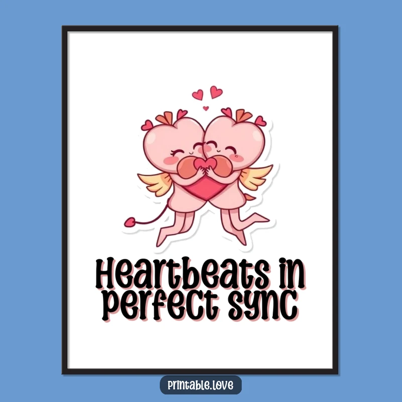 Funny Free Printable Wall Art Decor: Acrobatic Heart Couple - Downloadable Art