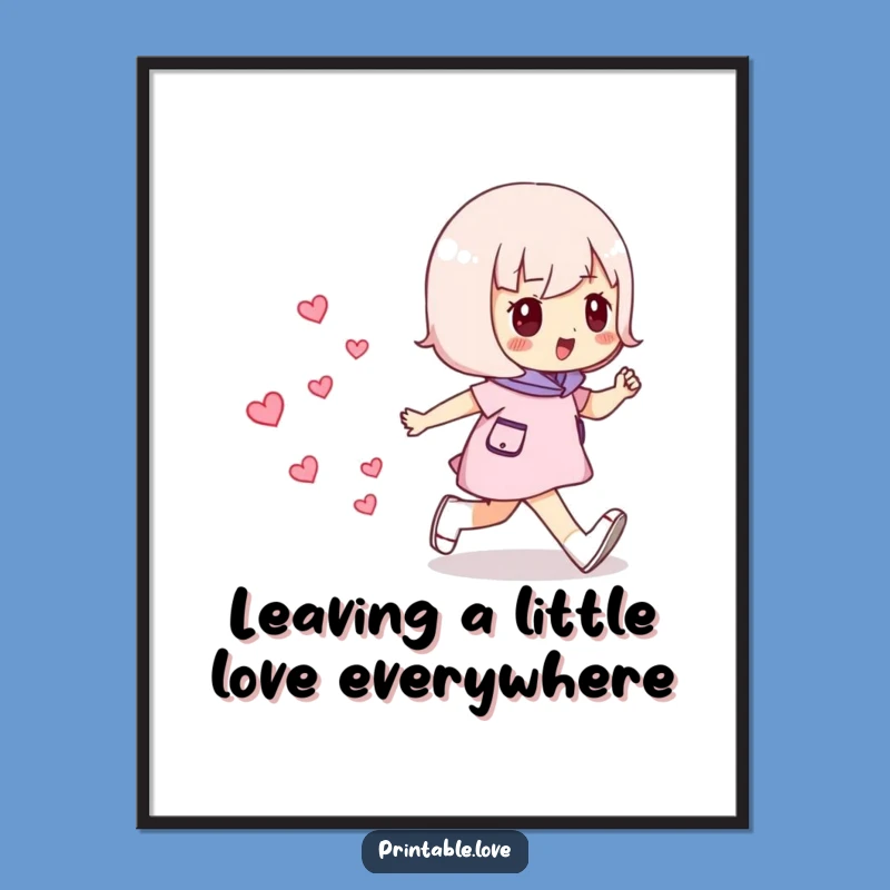 Funny Free Printable Wall Art: Confident Hearts Character - Humorous Downloadable Art