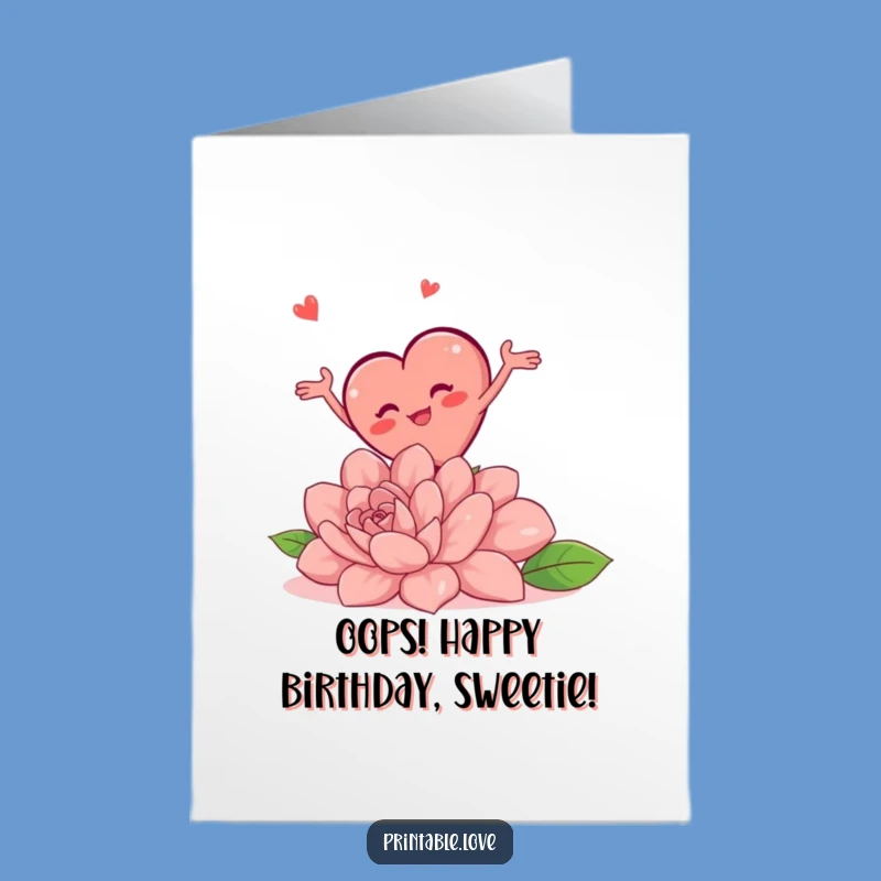Free Printable Birthday Card: Funny Tripping Heart, Hilarious Downloadable Gift for Laughs