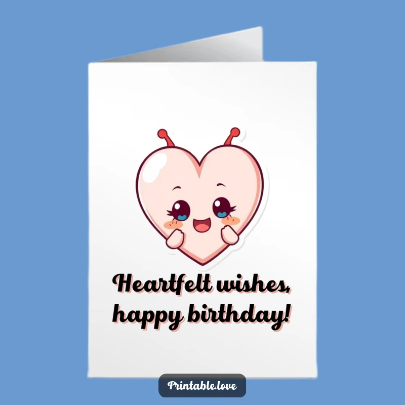 Free Printable Heart Birthday Card: Delighted Tumbler Design, Downloadable Joyful Greeting