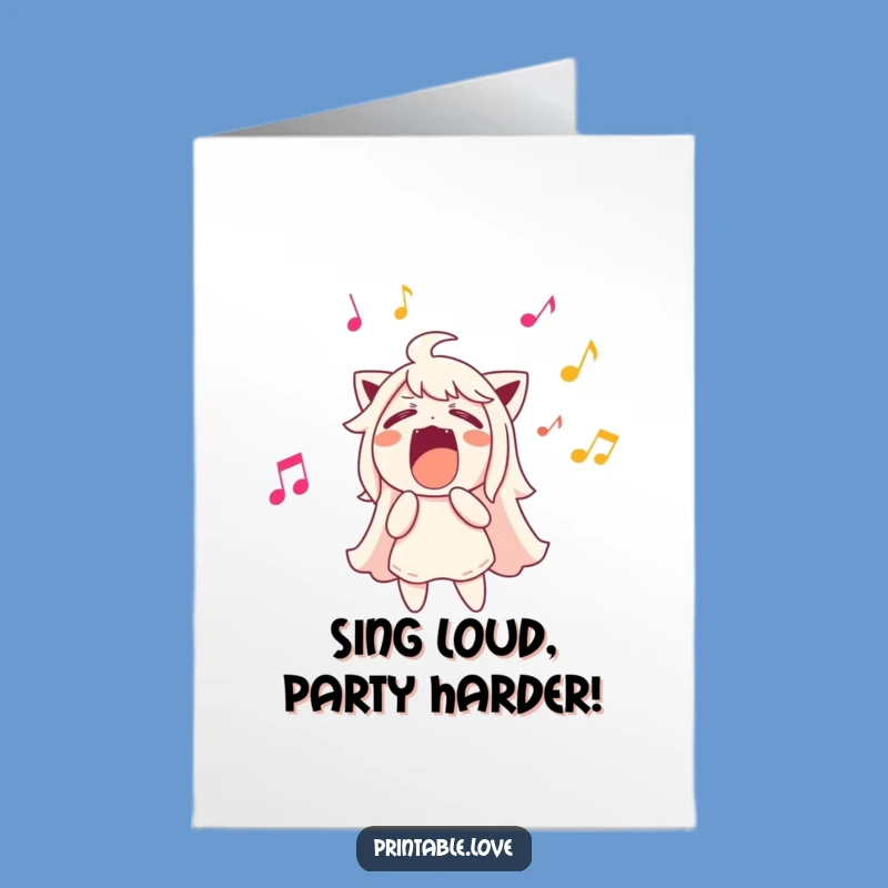 Funny Free Printable Birthday Card: Singing Character, Musical Downloadable Gift