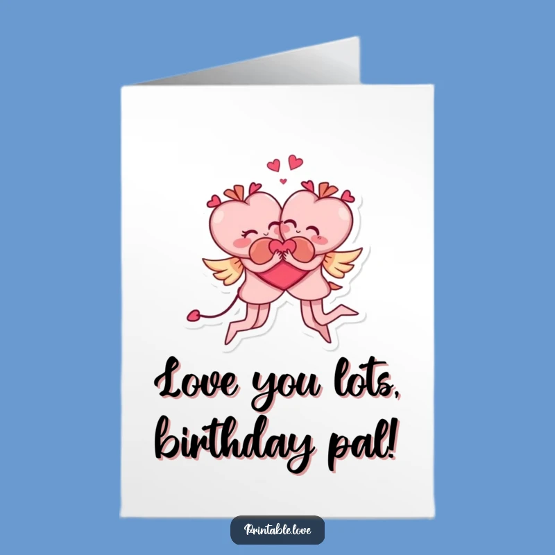 Free Printable Birthday Card: Funny Heart Embrace - Downloadable & Print at Home
