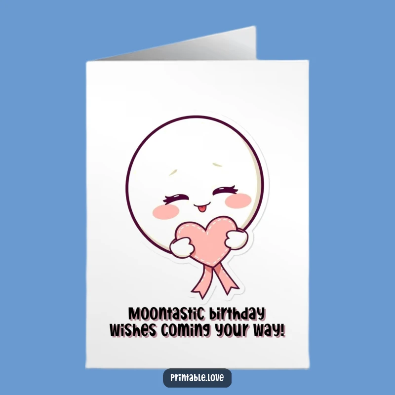 Free Printable Birthday Card: Mischievous Moon Wink Funny Downloadable Gift