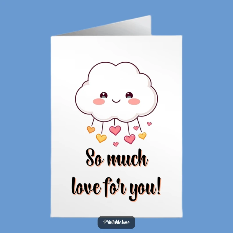 Free Printable Cloud Congrats Card: Sparkling Hearts Downloadable