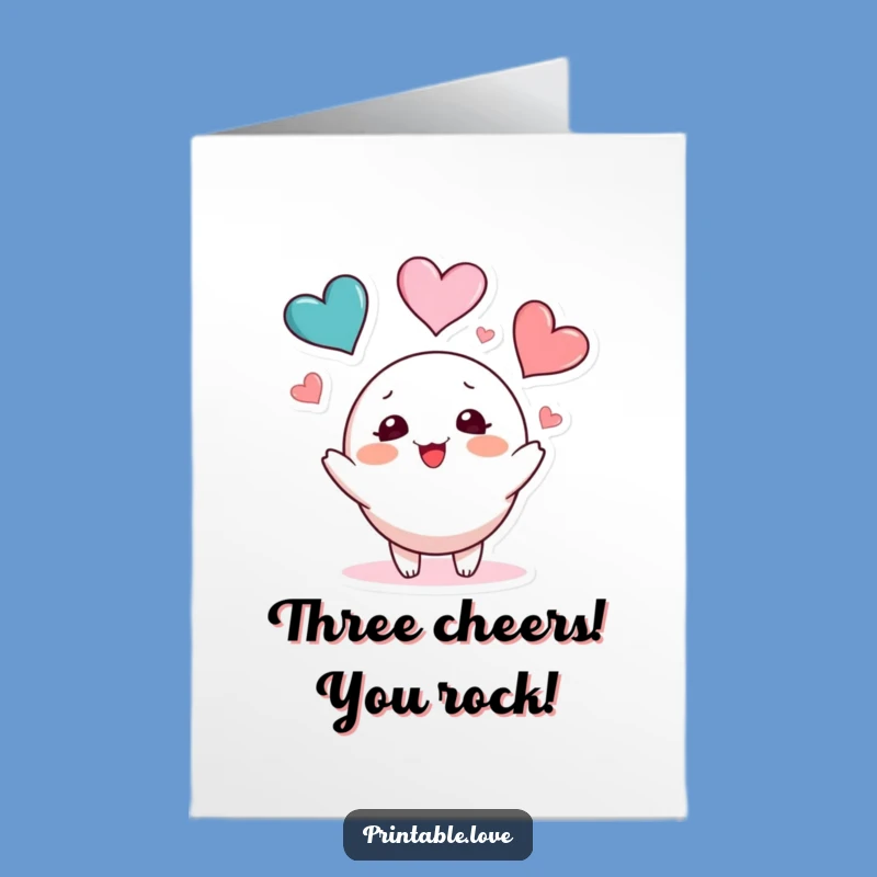 Free Printable Juggling Hearts Congrats Card: Cute Character Downloadable Gift