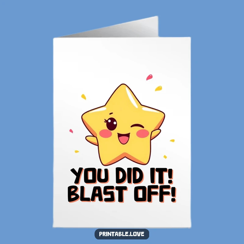 Free Printable Star Confetti Congrats Card: Cheeky Winker Downloadable