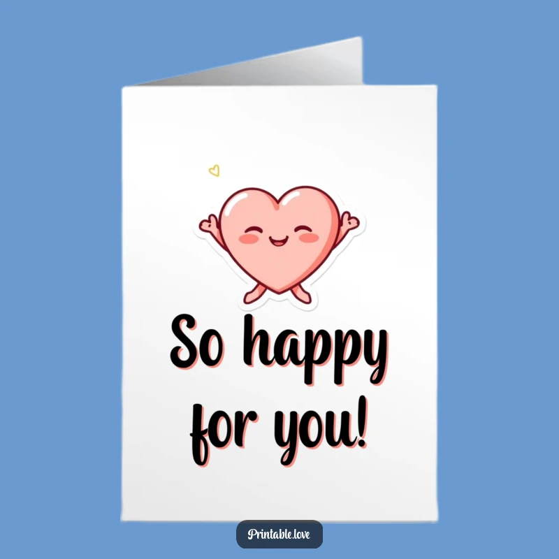 Free Printable Joyful Heart Congrats Card: Blushing DIY Downloadable Cheer Gift