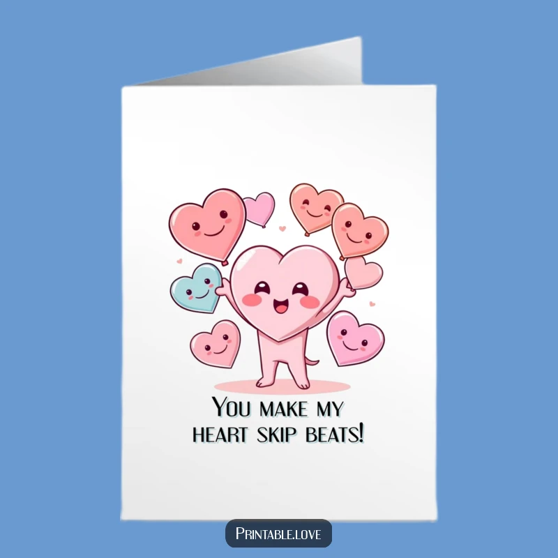 Free Printable Kawaii Heart Congrats Card: Funny Joyful Celebration DIY Download