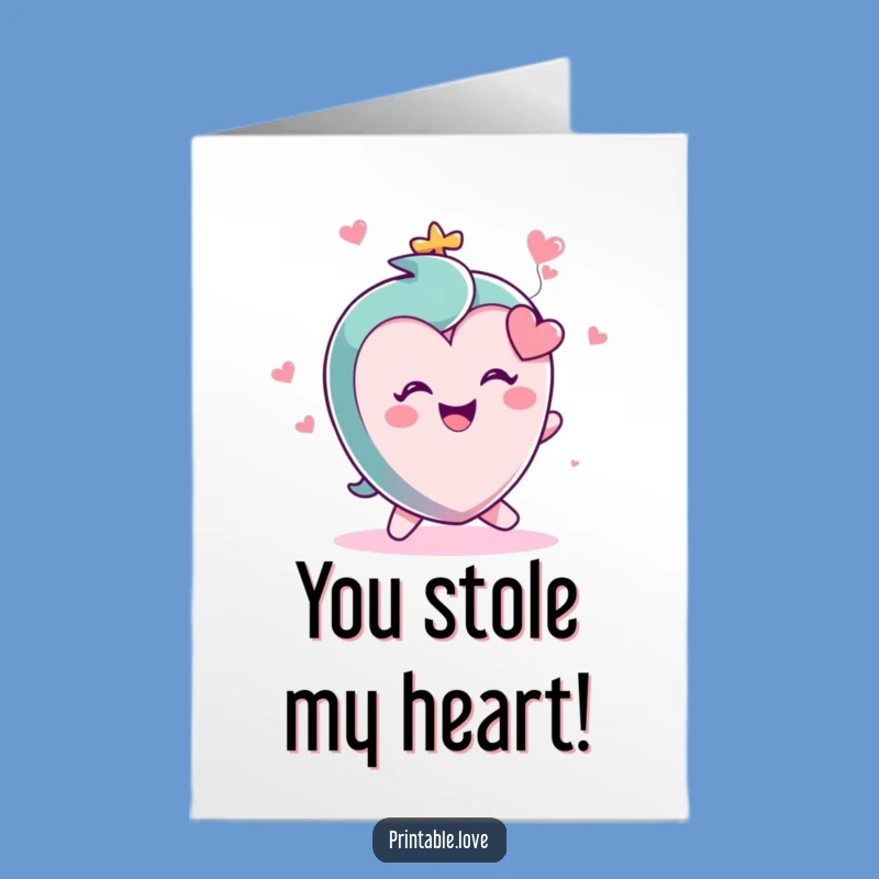 Free Printable Heart Congrats Card: Tripping Character Cheer, Downloadable Success Art