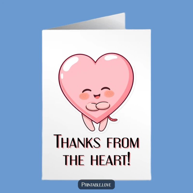Free Printable Giggling Heart Thank You Card - Funny Downloadable Gratitude