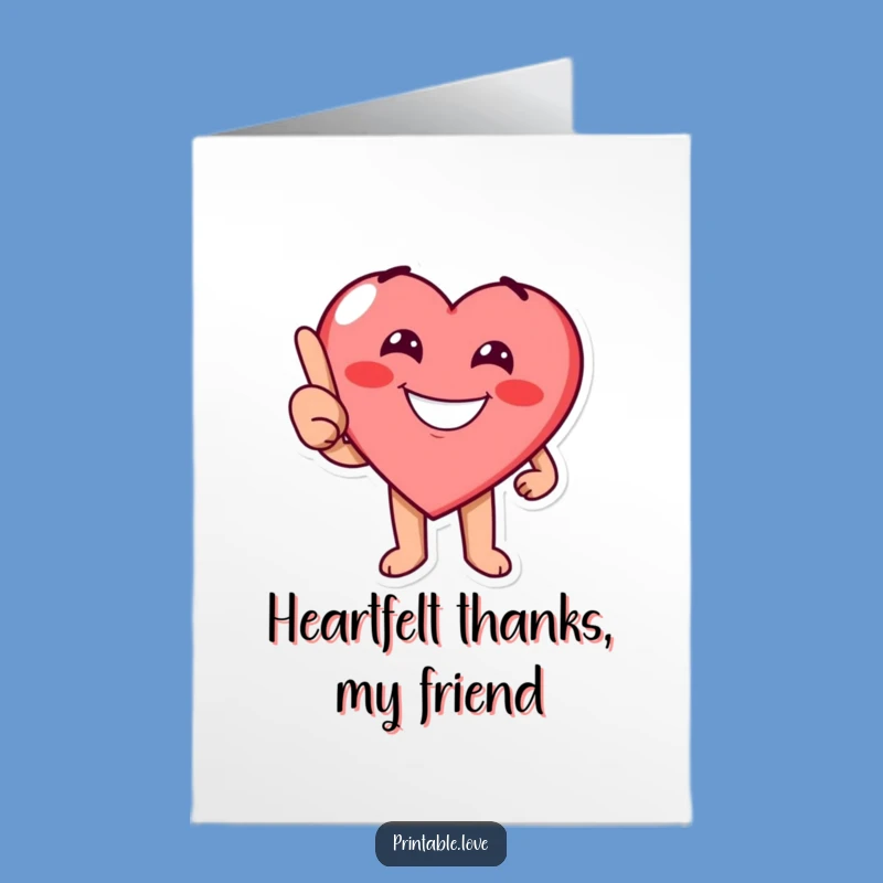Free Printable Heart Thank You Card: Pointing Grin DL Funny Gift