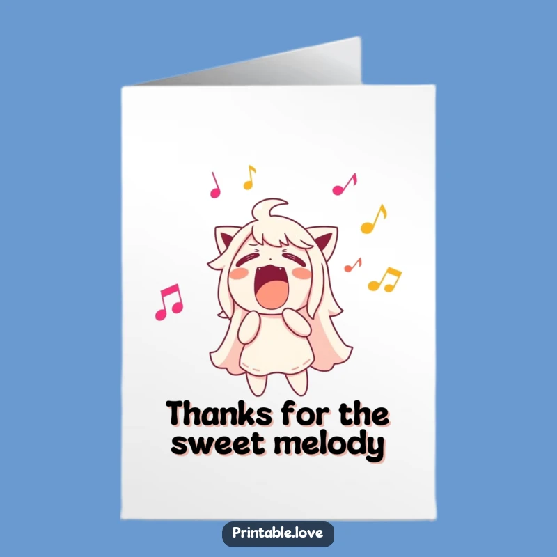 Funny Free Printable Thank You Card: Singing Character, Print at Home Gift