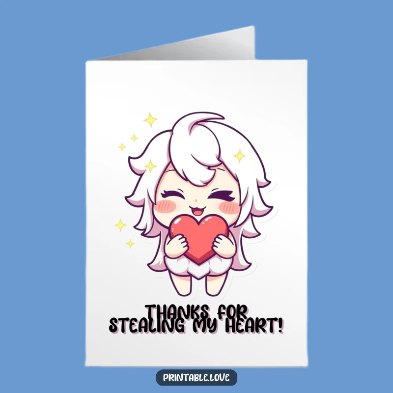 Mischievous Heart Character Free Printable Thank You Card - Witty Appreciation Gift