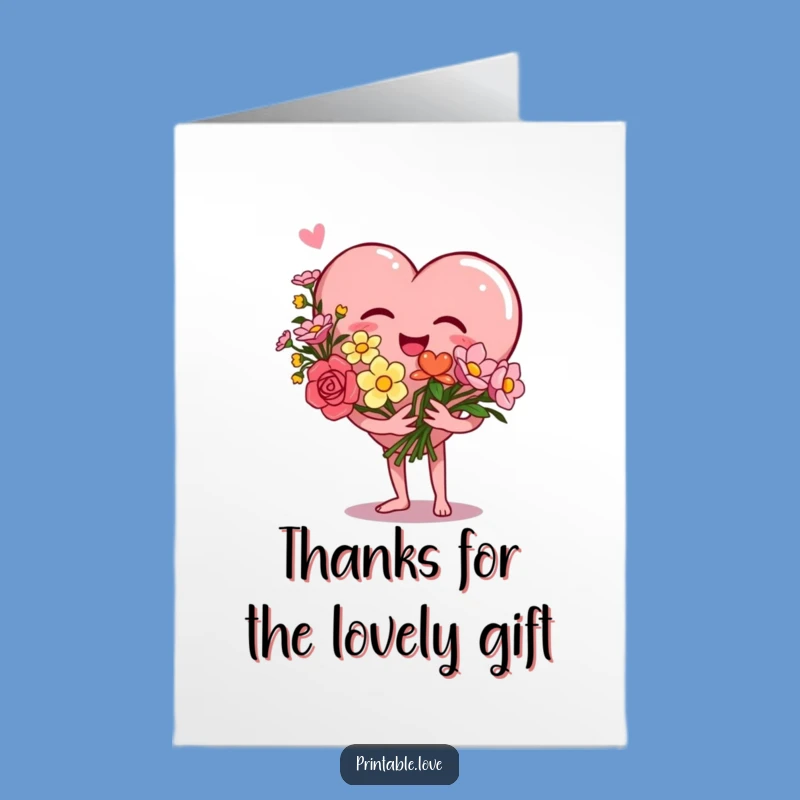 Free Printable Thank You Card: Giggling Heart Flowers - Print at Home