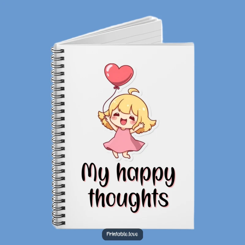 Funny Kawaii Character Notebook: Joyful Heart Idea Journal Gift