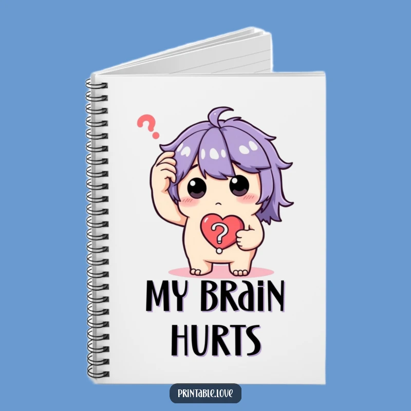 Funny Puzzled Heart Notebook: Perplexed Character Journal, Ideal Funny Gift