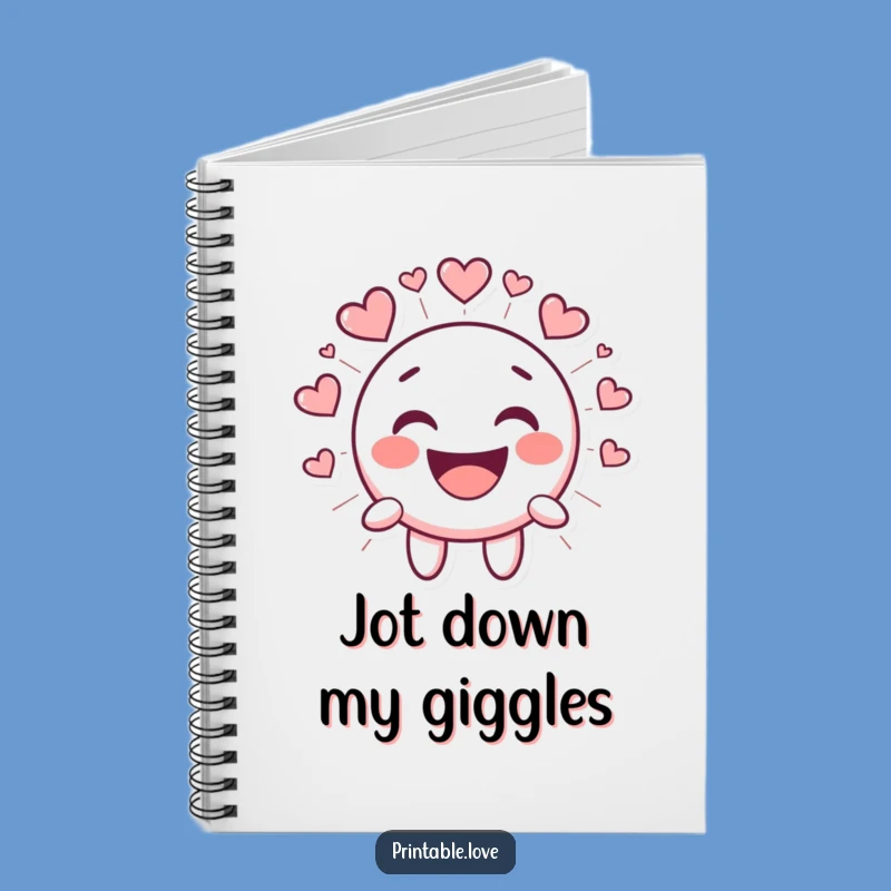 Funny Kawaii Smiley Face Notebook - Laughing Heart Character Journal Gift