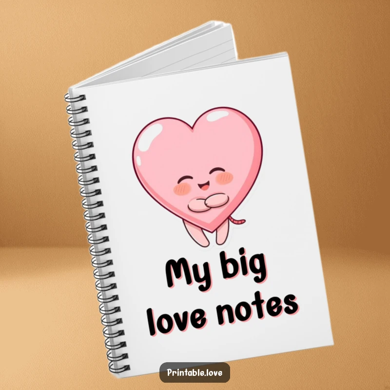 Funny Giggling Heart Notebook with a character hugging a heart, great for notes.