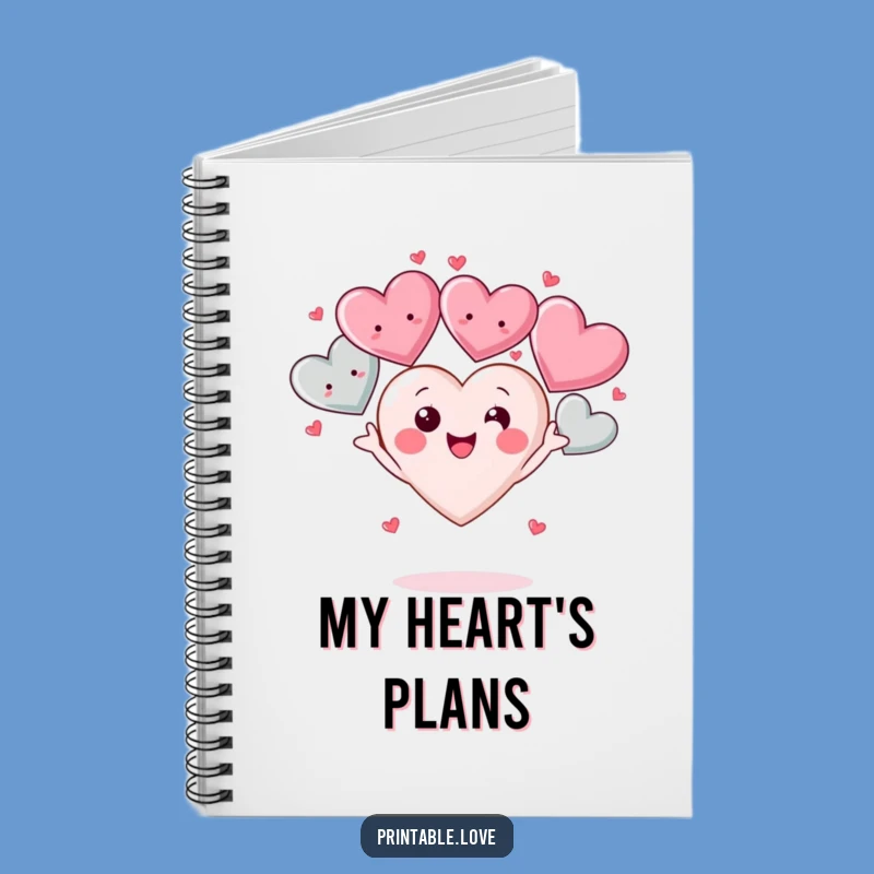 Funny Kawaii Heart Notebook: Jot Down Your Thoughts with This Joyful Juggling Design
