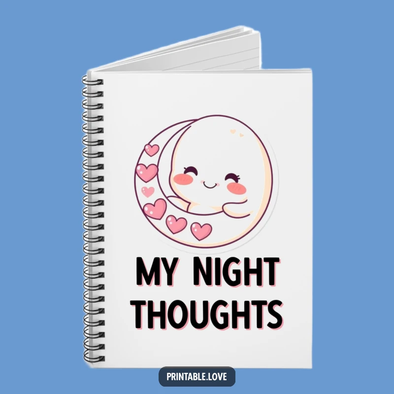 Funny Moon Notebook: Jot Down Dreams with Heart Crescent, Celestial Gift