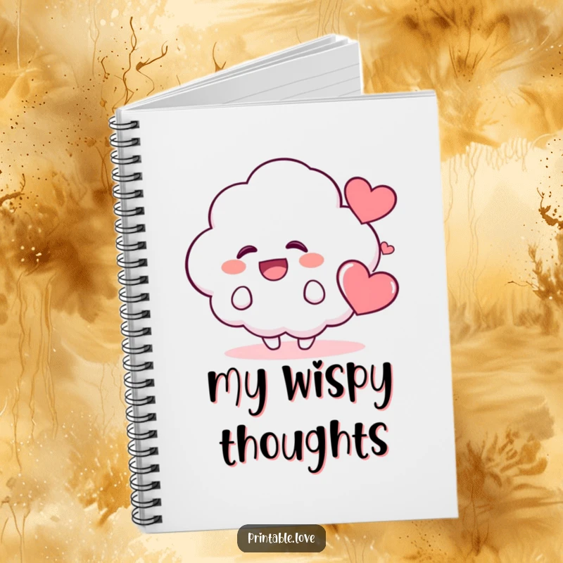 Funny Kawaii Cloud Notebook: A cute cloud character giggles uncontrollably, with a happy heart nearby, ready for capturing notes and dreams with joyful energy.