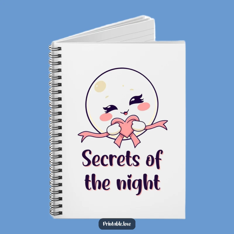 Funny Kawaii Moon Notebook - Winking Character Journal, Perfect Funny Gift for Ideas