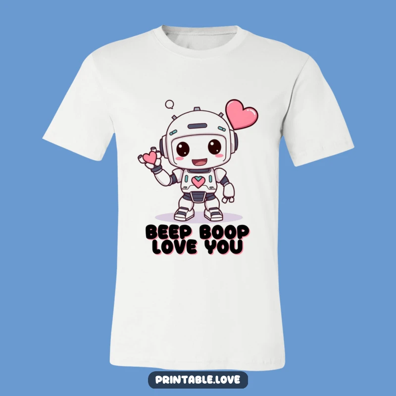 Funny Kawaii Robot T-Shirt - Adorable Heart-Offering Robot for Humorous Gift Occasions