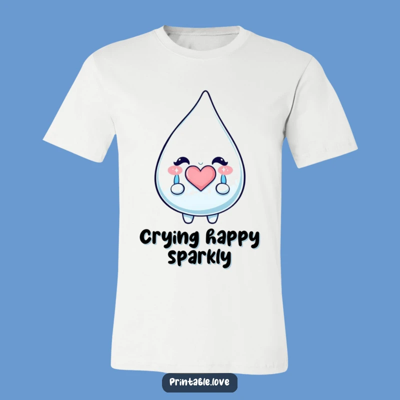 Funny Kawaii Teardrop T-Shirt - Happy Tears Sparkle Tee, Perfect Emotional Gift