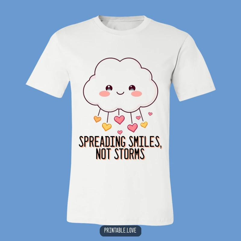 Funny Cloud T-Shirt: Smiling Heart Shower, Happy Vibes, Awesome Funny Gift!