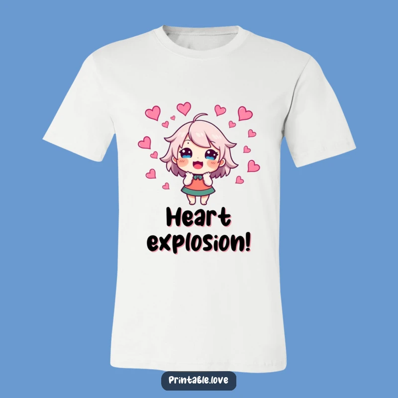 Funny Enthusiasm T-Shirt: Excited Character Hearts Design, Great Funny Gift