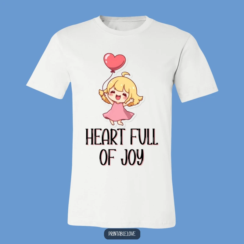 Funny Kawaii Character T-Shirt: Joyful Heart Twirl Tee Gift