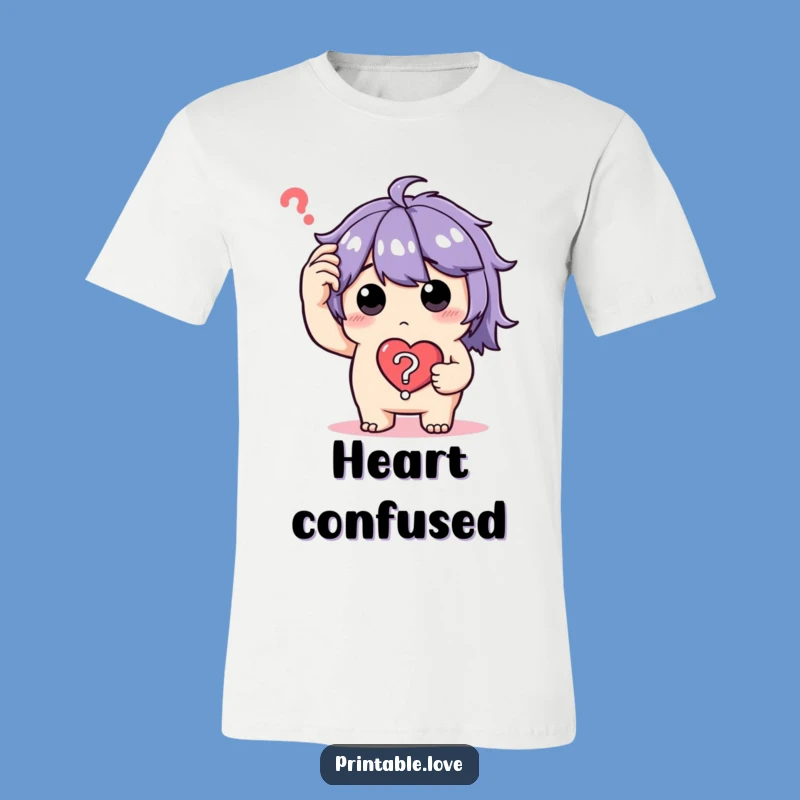 Funny Puzzled Heart T-Shirt: Perplexed Character Tee, Perfect Funny Gift