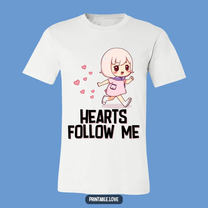Funny Striding Hearts T-Shirt: Confident Character Love Tee, Gift!