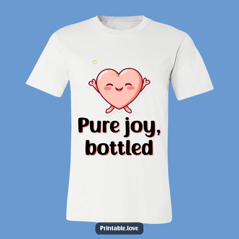 Funny Tiny Heart T-Shirt: Jump for Joy with Blushing Cheeks, Cute Apparel