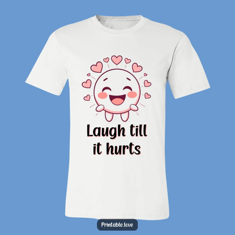 Funny Kawaii Smiley Face T-Shirt - Laughing Heart Character Tee Gift