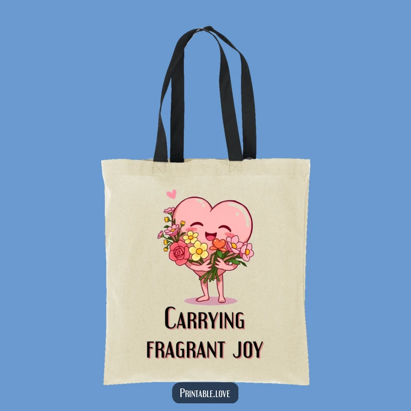 Funny Heart Tote Bag: Giggle Flowers Carryall, Perfect Gift for Shoppers
