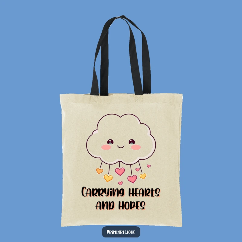 Funny Cloud Tote Bag: Smiling Heart Shower, Carry Joy, Perfect Funny Gift!