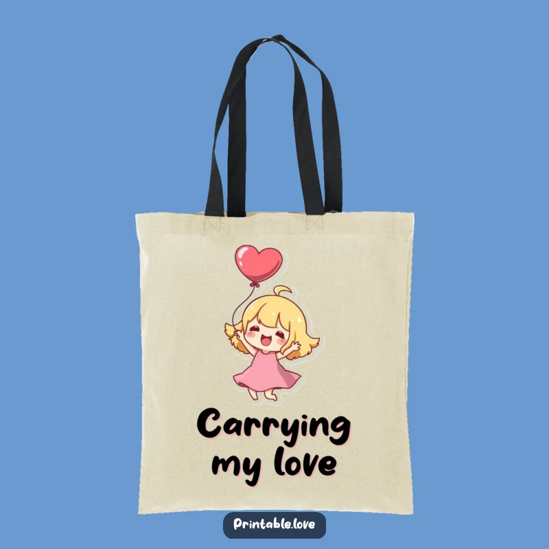 Funny Kawaii Character Tote Bag: Joyful Heart Twirl Carry-All Gift