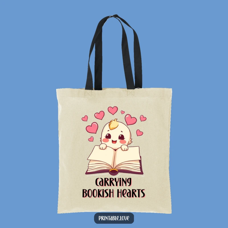Funny Book Tote Bag: Carry Your Stories with Flying Hearts, Practical Gift