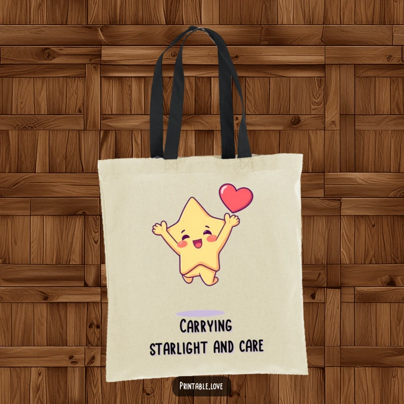 Funny Kawaii Star Character Doing a Joyful Leap Holding a Heart Aloft, Practical and Funny Gift