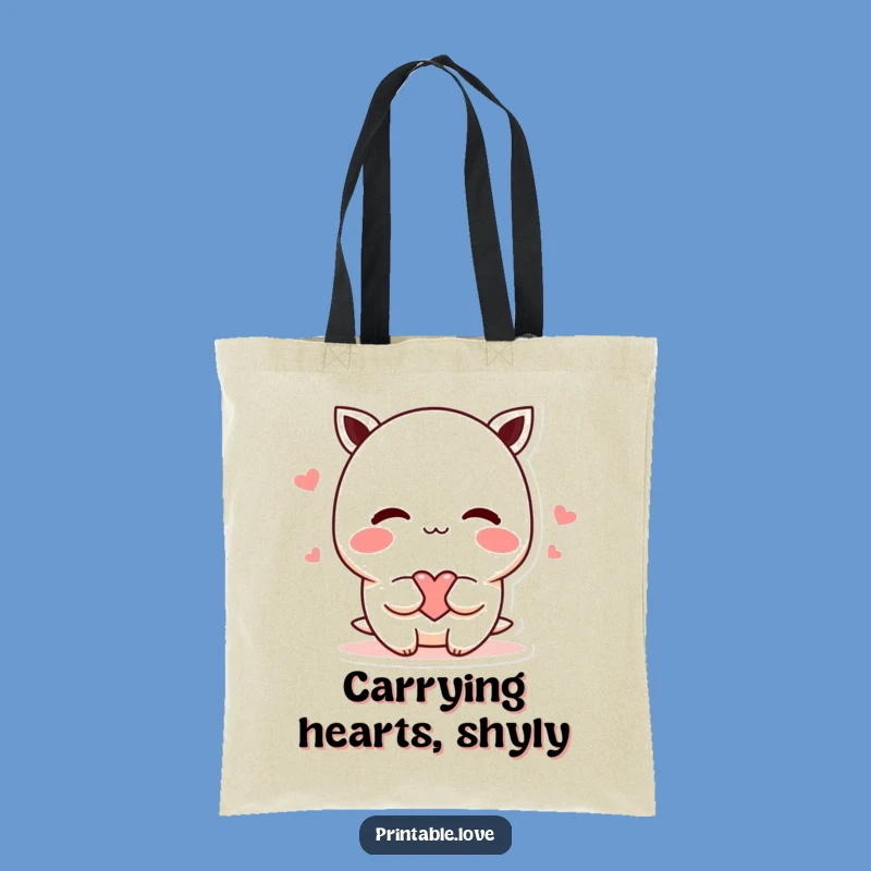Funny Shy Kawaii Heart Tote Bag - Carry Your Love Everywhere