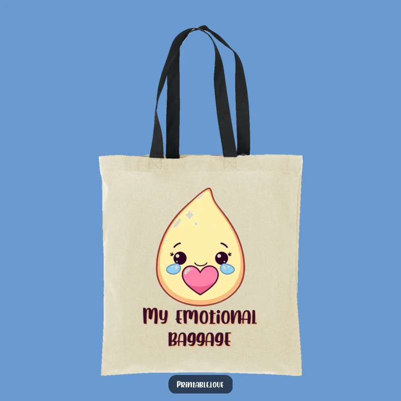 Funny Kawaii Tear Tote Bag: Carry Happy Tears, Heart Accent, Perfect Gift